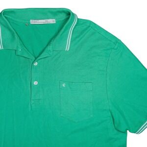 Criquet Polo Shirt‎ Men's XXL Golf Casual Preppy Pima Cotton Pocket Pique Green